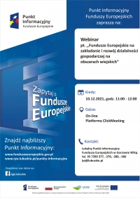 Webinar Fundusze Europejskie na zakładanie i rozwój działalności